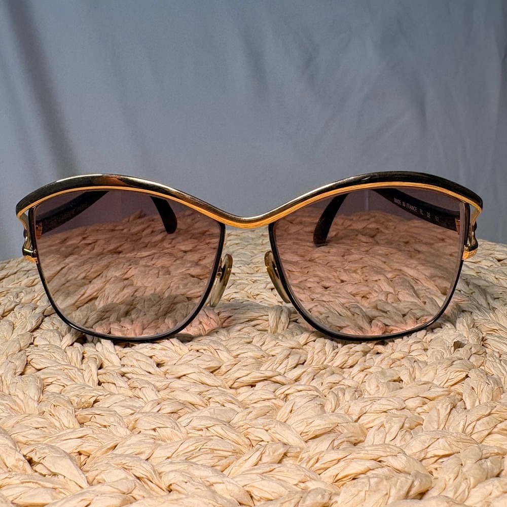Ted Lapidus Paris Sunglasses Retro Gold Black Metal France Designer Shades